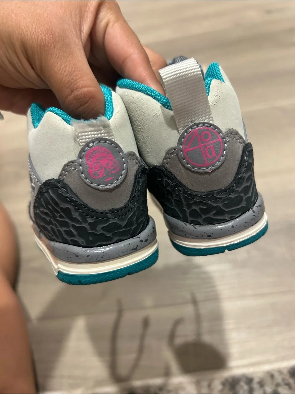 Jordan Kids High-Top Sneakers in Teal & Gray